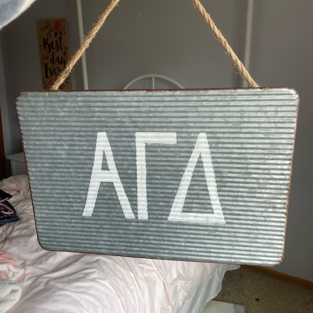 Alpha Gamma Delta Sorority metal hanging sign